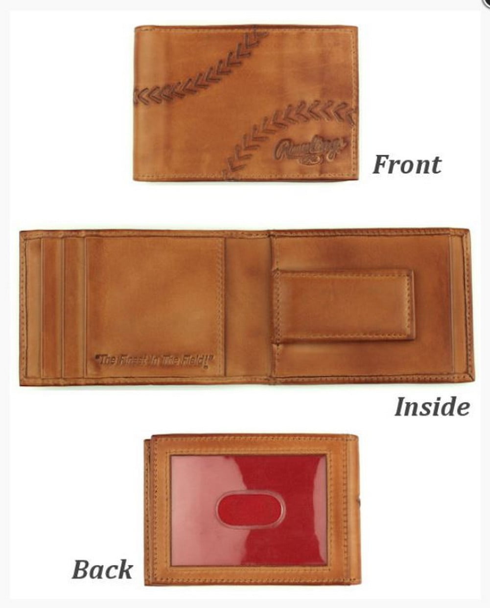 Rawlings Baseball Front Pocket Wallet Credit Card Line Drive Leather
