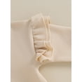 thumbnail image 3 of ZAXARRA Infant Baby Girl Sweatshirt Jumpsuit Solid Color Round Neck Ruffled Long Sleeve Romper Toddler Clothes, 3 of 6