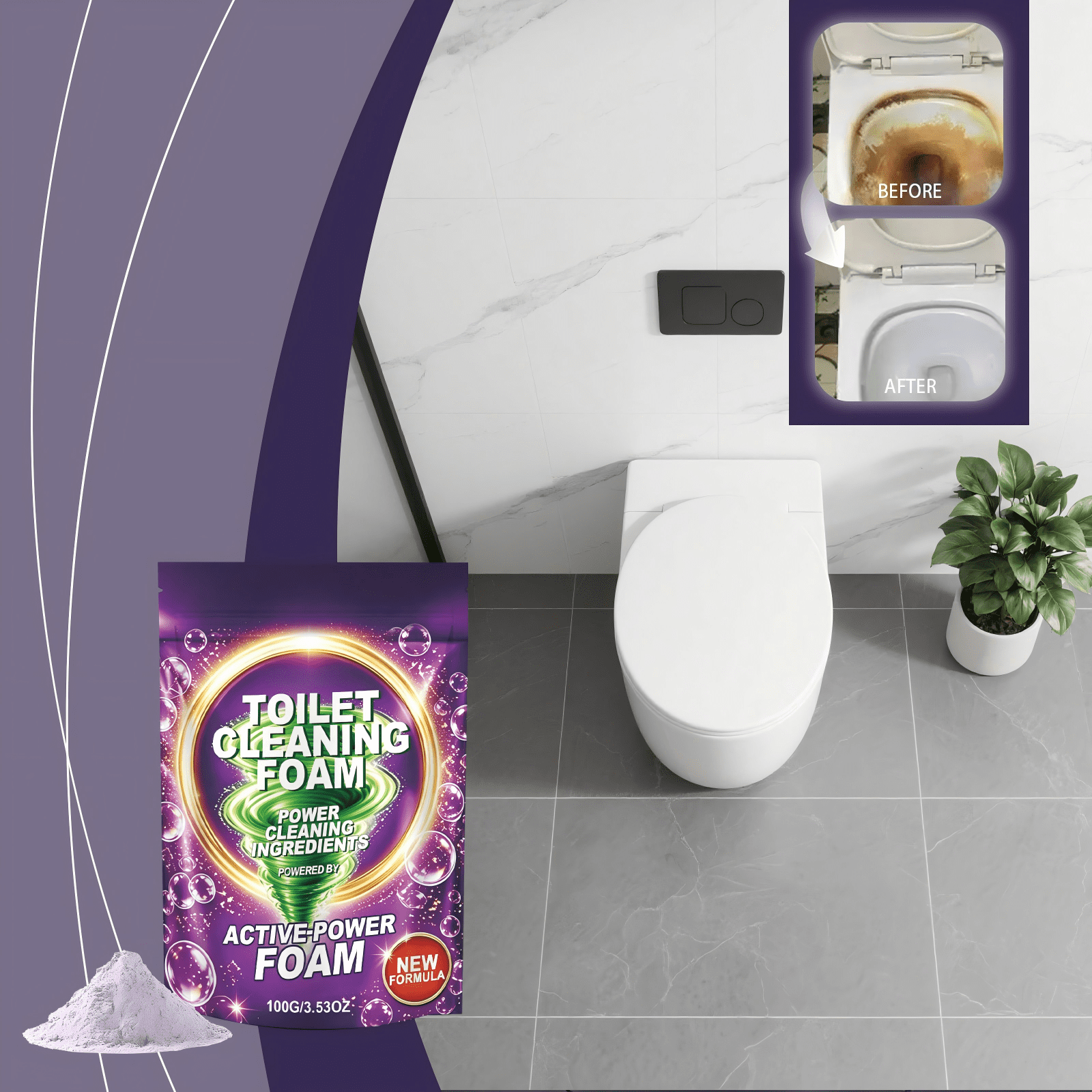 X All Foaming Toilet Sculpted Piece Cleaner Powder, X All Foaming