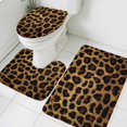 thumbnail image 3 of Leopard Bath Mat 3 Piece Bathroom Rug Set, Brown Vintage Leopard Print Non Slip Bath Rug Contour Mat and Toilet Lid Cover, Absorbent Shower Mats Soft Bath Rugs and Mats Sets, 3 of 8