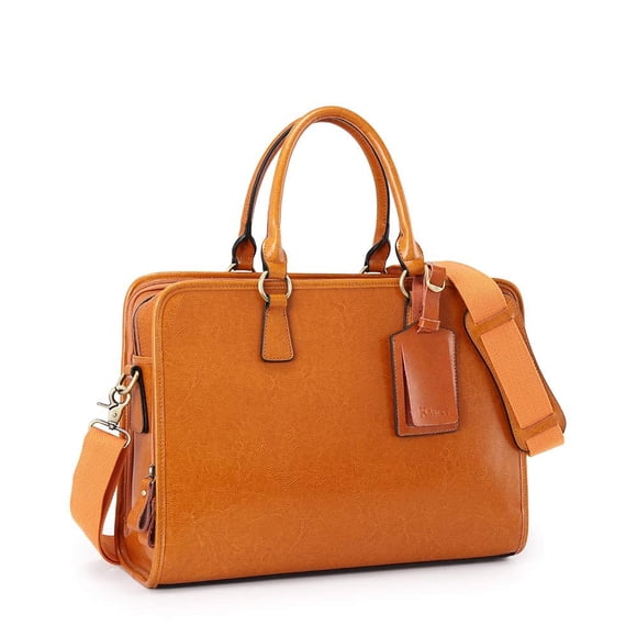 Kattee Mallette en Cuir Véritable pour Femmes, Sac à Ordinateur Portable Grande Capacité avec Étiquette de Bagage