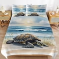 thumbnail image 6 of 3 Pcs Soft Bedding Set, Includes 1 Duvet Cover with Zipper And 2 Pillow Shams,Turtle in The Sunset Full(79"×90"), 6 of 8