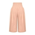 thumbnail image 4 of Charella Women's Loose Wide Leg Five Points Pants High Waist Straight Capri Casual Short Pants Pink,XXXL, 4 of 5
