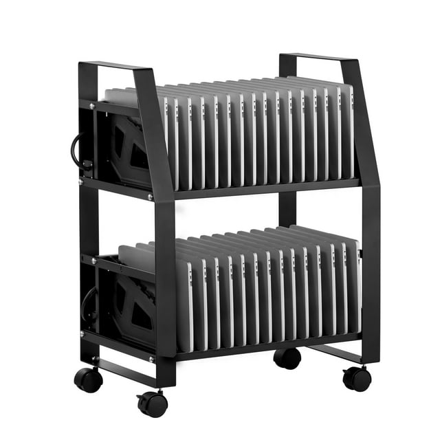KFFKFF Laptop Cart, 32 Device Mobile Open Charging Station, Up to 15.6 in Screen Size, Office and Classroom Mobile Charging Cart, for Chromebook, Tablet and Laptop