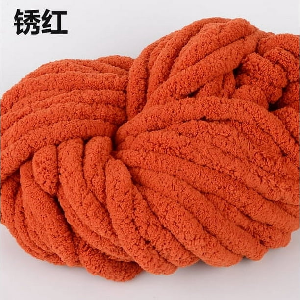 Zhuge Hilo de chenilla súper suave y cálido de 250 g para manta de punto, hilo de lana grueso para hacer tú mismo, perfecto para cualquier tejido y crochet, color naranja oscuro