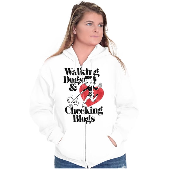 Betty Boop Funny Dogs and Blogs Cute Zip Hoodie Sweatshirt Women Brisco Brands M