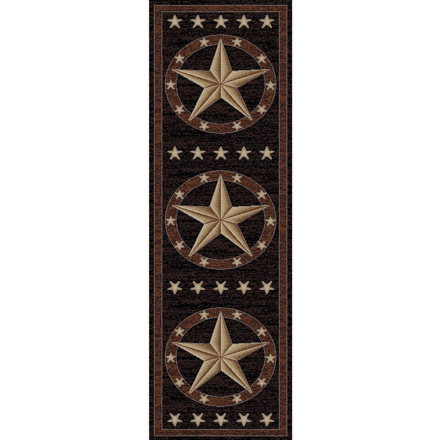 Rug Empire Rustic Lodge Western Texas Star Cabin Black/Multicolored