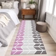 thumbnail image 5 of Area Rug 2x6ft Herringbone Pattern Carpets Indoor Floor Area Mat Washable Entrance Mat Rugs for Living Room Dining Room Kitchen Bedroom, Vintage Pink Ombre Grey Sofa Throw Carpet, 5 of 9