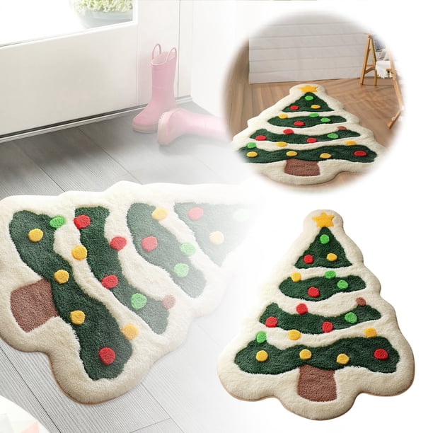 Alfombra Con Árbol De Navidad Bonita Alfombra De Baño Navideña Alfombra Antideslizante Alfombra De Bienvenida Alfombra Navideña Para Interior Y Exterior Decoración Para El Baño