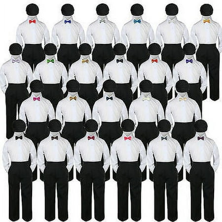 

Baby Kid Boys Wedding Formal 4pc Set Shirt Black Pants Bow Tie Hat Suit size S-7