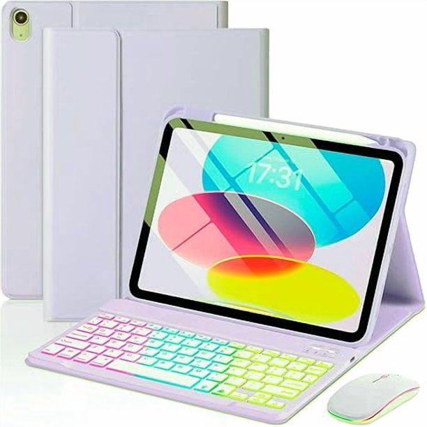 Funda con Teclado Magnético Retroiluminado de 7 Colores con Mouse para iPad 11/10.9", Blanco Crema