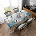 thumbnail image 4 of Teal Blue Coastal Rectangle Tablecloth, Summer Beach Starfish Shell Coral Nautical Vintage Waterproof & StainResistant Tablecloth, Washable Oil-proof Table Cover for Dining/Party/Wedding 52x70 In, 4 of 9