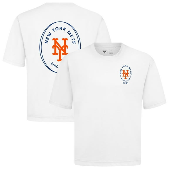 Men's Levelwear White New York Mets Register Oversized Luxe Signature Knit T-Shirt