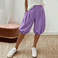 thumbnail image 2 of Vhkiploz Summer Board Shorts for Women's Pleated Everyday Bermuda Shorts Solid Color Beachwear Elastic Hem Wide Leg Running Shorts, 2 of 9