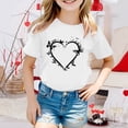 thumbnail image 2 of LIIPEE Girls Boys T-Shirt Cartoon Butterfly Love Heart Printed Short Sleeve Round Neck Tshirts Girl Trendy Daily Wear Tee,White,12-13 Years, 2 of 4