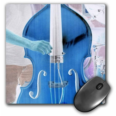 3dRose upright bass invert blue, Mouse Pad, 8 by 8 inches