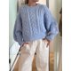 thumbnail image 1 of Suéteres de punto con cable para mujer, jerseys de manga larga con cuello redondo y colores sólidos, tops de punto, 1 of 1