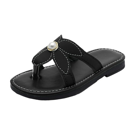 adviicd Kids Slippers Girls Unisex Children Sandals Thick Sole Comfort Footed Casual Slide Open Toe Flat Sandals for Beach,Pool,Bathroom (Black,13)