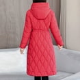 thumbnail image 4 of Womens Long Puffer Coat Lightweight Diamond Quilted Slim Full Zipper Hooded Long Sleeve Parkas, 4 of 7
