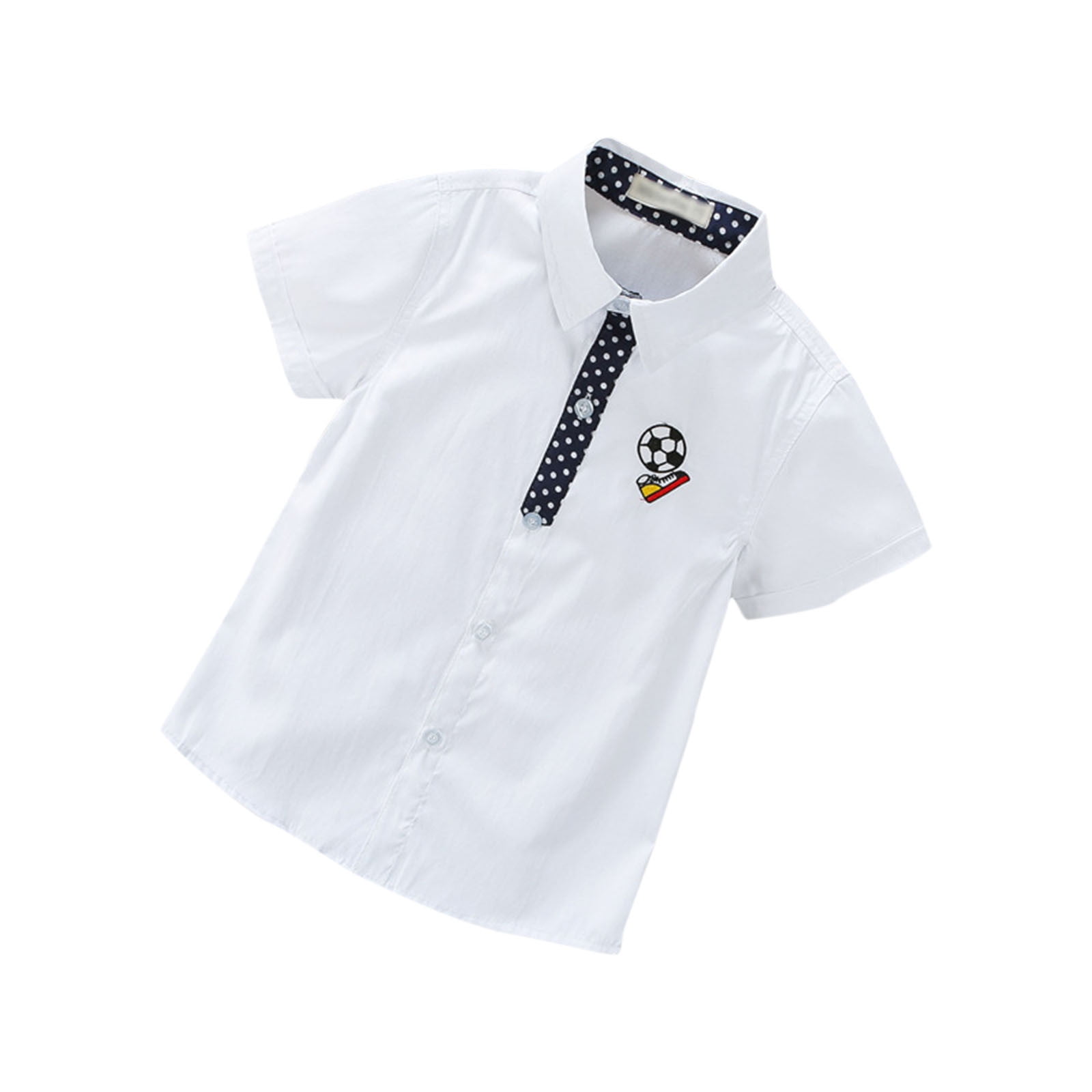 Boys Short Sleeve Shirt, Cotton Graphic Print Polo Top with Collar