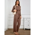 thumbnail image 3 of ANYFIT WEAR Women's 2 Piece Outfits Fall Tracksuits Long Sleeve Tee Tops Wide Leg Pants Spring Matching Loungewear Home Travel Sets, 3 of 6