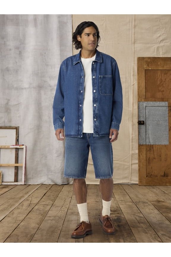 Men's and Big and Tall Loose Denim Shorts, 12" Inseam