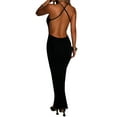thumbnail image 3 of Qiylii Women's Criss Cross Spaghetti Strap Bodycon Maxi Dress Cutout High Waist Wrap Summer Camis Halter Party Long Dress, 3 of 6
