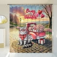 thumbnail image 3 of Be My Valentine's Scottish Fold Truck Full of Love Flower Balloon Shower Curtain Cat Lover Kitten Owner Gifts Waterproof Bathroom Bathtub Curtain - 02029, 3 of 5