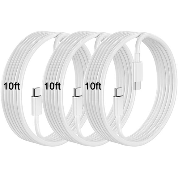 Long 10ft 3-Pack USB C to USB C Fast Charging Cable, goldove 60W Charger Cord