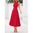 thumbnail image 4 of Vestido PRETTYGARDEN Midi Plisado Sin Mangas Línea A Rojo XL, 4 of 8