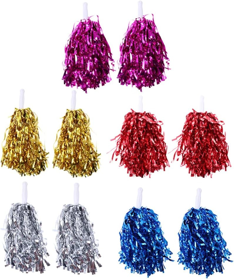 LINLIN 5 Pairs Cheerleading Pom Poms Hand Flowers Cheerleader Pompoms Cheering Hand Flowers for Sports Meeting Cheers Ball Game Dance Fancy Dress Night Party Assorted Color