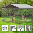 thumbnail image 4 of Outdoor Large Dog Kennel,  Heavy Duty Dog Cage with UV & Waterproof Cover, Galvanized Dog Playpen w/Secure Lock & Adjustable Feeding Device for Outside Backyard, 4 of 7