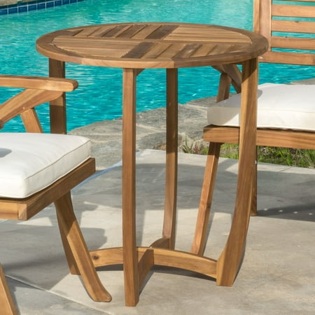 Cabrera Outdoor Round Accent Side Table, Teak
