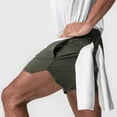 thumbnail image 4 of Mens Gym Shorts 5" Solid Color Workout Gym Fitness Training Shorts Quick Dry Athletic Short Summer Elasticated Waist Short Lightweight Pants with Zip Pockets, 4 of 7