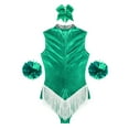 thumbnail image 4 of Alvivi Women Metallic Sleeveless Tassel Bodysuit Cheerleading Uniform Cheer Leader Outfits Green XL, 4 of 7