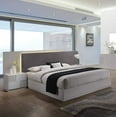 thumbnail image 2 of 3 Piece Modern Bedroom Furniture Set, Eastern King LED Bed, Nightstand and Chest, Lacquer Finish, Silver/Gray, 2 of 7