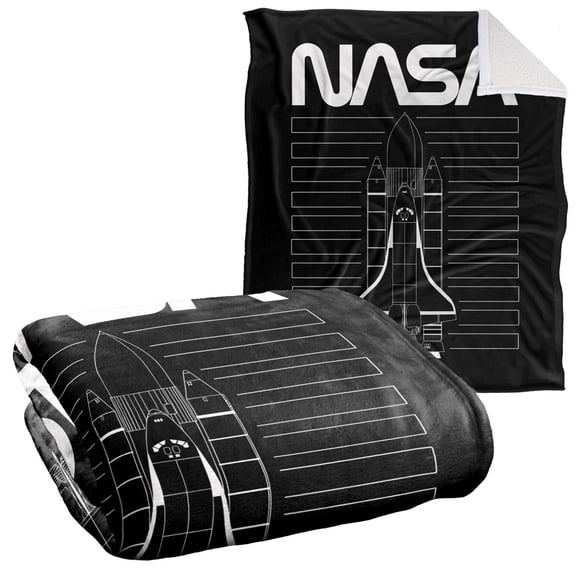 NASA Blanket, 50"x60", Shuttle Silky Touch Sherpa Back Super Soft Throw Blanket