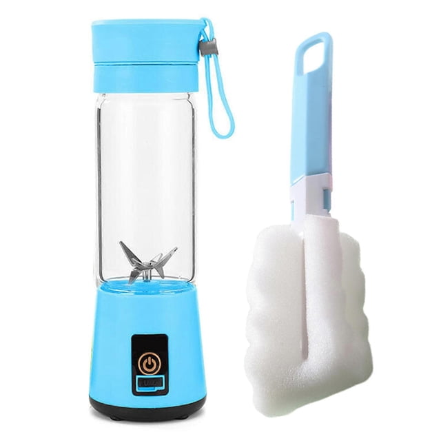 Portable Personal Size Blender with Sponge Brush, USB Rechargeable Mini Juicer Blender for Smoothies and Shakeson Travel Sports Kitchen
