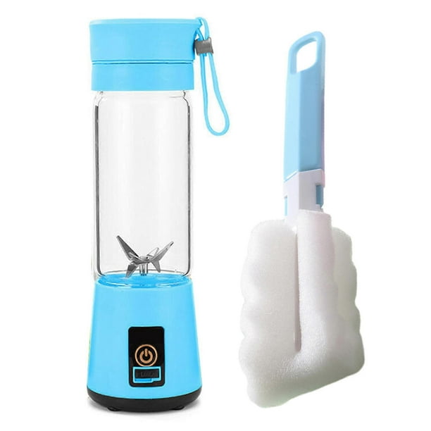Portable Personal Size Blender with Sponge Brush, USB Rechargeable Mini Juicer Blender for Smoothies and Shakeson Travel Sports Kitchen