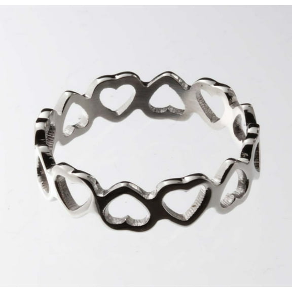 R.H. Jewelry Stainless Steel Heart Ring, Endless Love Rings Size 8