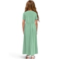 thumbnail image 2 of Uourmeti Brown Horse Rose Print Dress for Girls Short Sleeve Loose Casual Holiday Dresses Elegant Maxi Floor Length A-Line Dress, Size 11-12 Years, 2 of 7