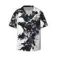 thumbnail image 5 of Daiia Abstract Eagle Ink Men's Linen Shirts Short Sleeve Casual Shirts Button Down Shirt for Men Beach Summer Wedding Shirt-Large, 5 of 6