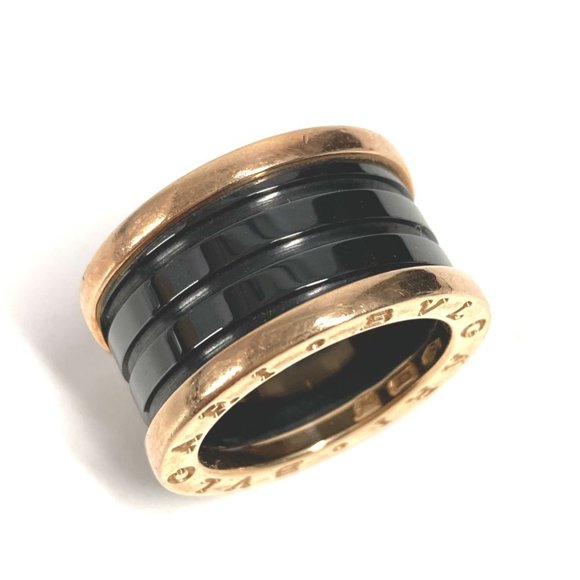Pre-Owned BVLGARI B-ZERO1 3-Band Gold Ring in Au750 Ceramic, Black for Men and Women (Fair)