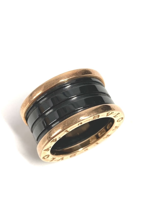 Pre-Owned BVLGARI B-ZERO1 3-Band Gold Ring in Au750 Ceramic, Black for Men and Women (Fair)