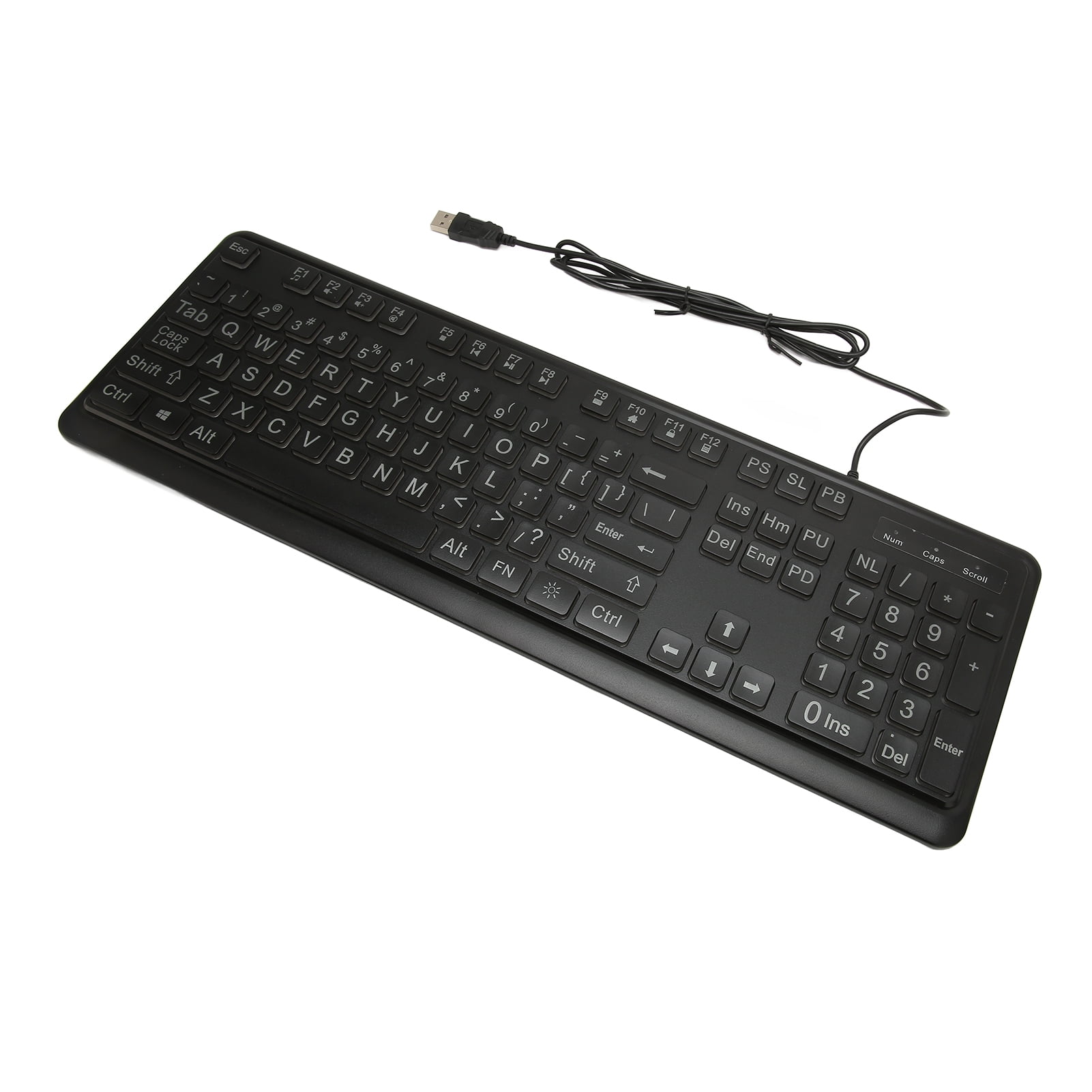 Fyydes Large Print Keyboard Large Bold Letters 104 Keys Standard Full Size USB Wired White LED Backlit Computer Keyboard,Large Print Keyboard,Lighted Keyboard