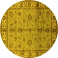thumbnail image 1 of Ahgly Company Machine Washable Indoor Round Oriental Yellow Traditional Area Rugs, 5' Round, 1 of 4