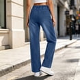 thumbnail image 6 of QQZ Wide Leg Loose Jeans For Women, Drawstring Elastic High Waist Denim Pants, Large Patch Pockets Full‑Length Trendy Jeans For Home Office Travel Daily Casual Wear, 6 of 6