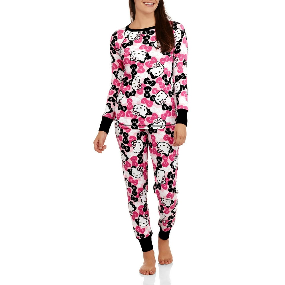 LICENSE Hello Kitty Women's Pajama Thermal Sleep Top and Pant 2 Piece