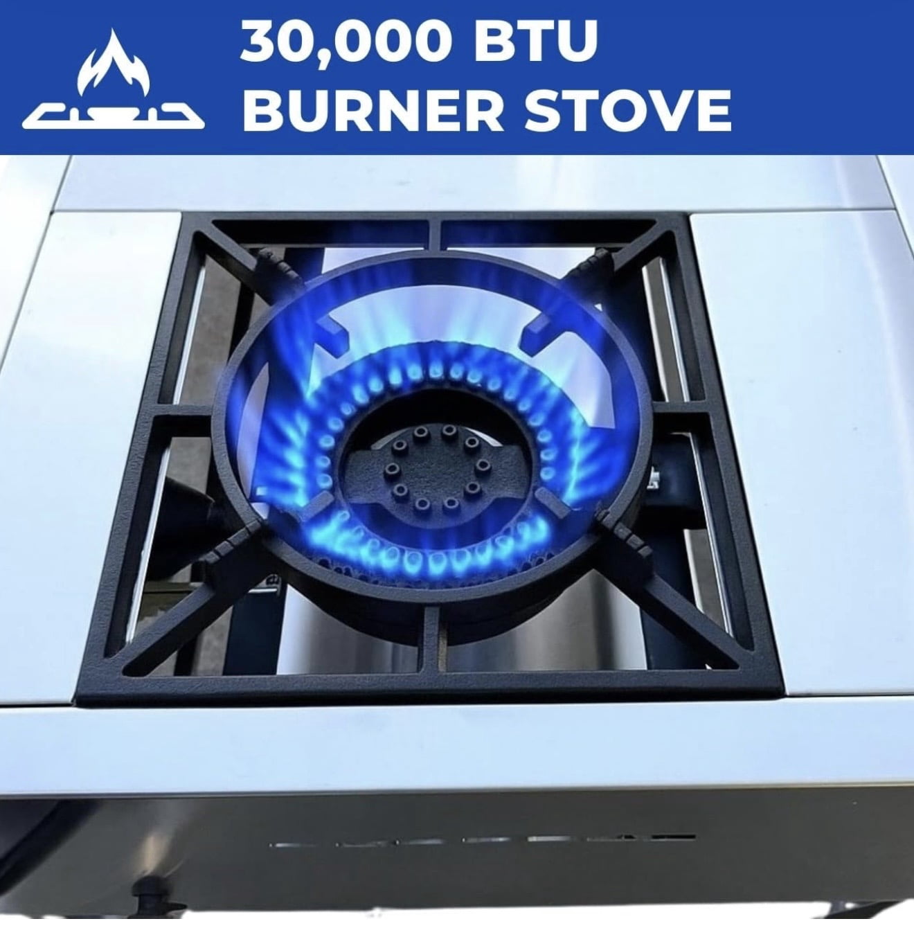 Burner Stove and Flat Top Griddle Cart | 20” Stainless Steel Griddle | 30,000 BTU Cast Iron Burner Stove | Outdoor Propane | Portable 4 Wheel | 3 Condiment Container Pans | Commercial & Home Use
