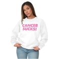 thumbnail image 3 of Cancer Sucks Breast Awareness Quote Women Crewneck Sweatshirt Brisco Brands L, 3 of 6